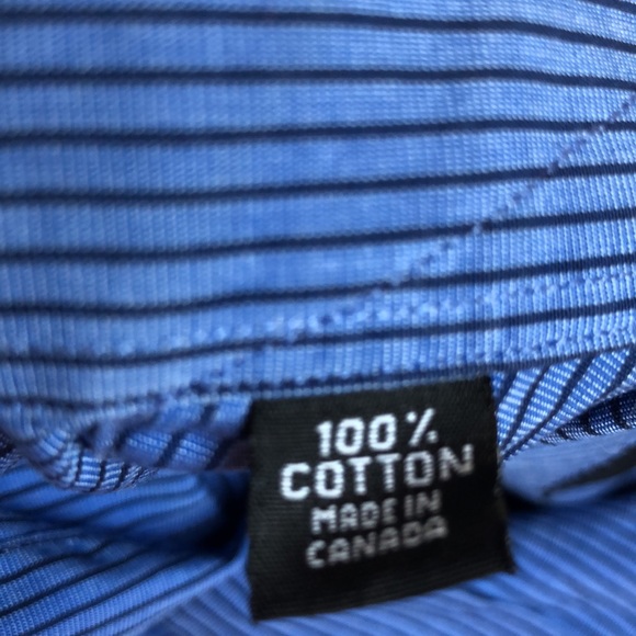 IKE BEHAR Mens Long Sleeve Blue with Black Stripe Button Down Shirt Size 17 - Picture 6 of 7